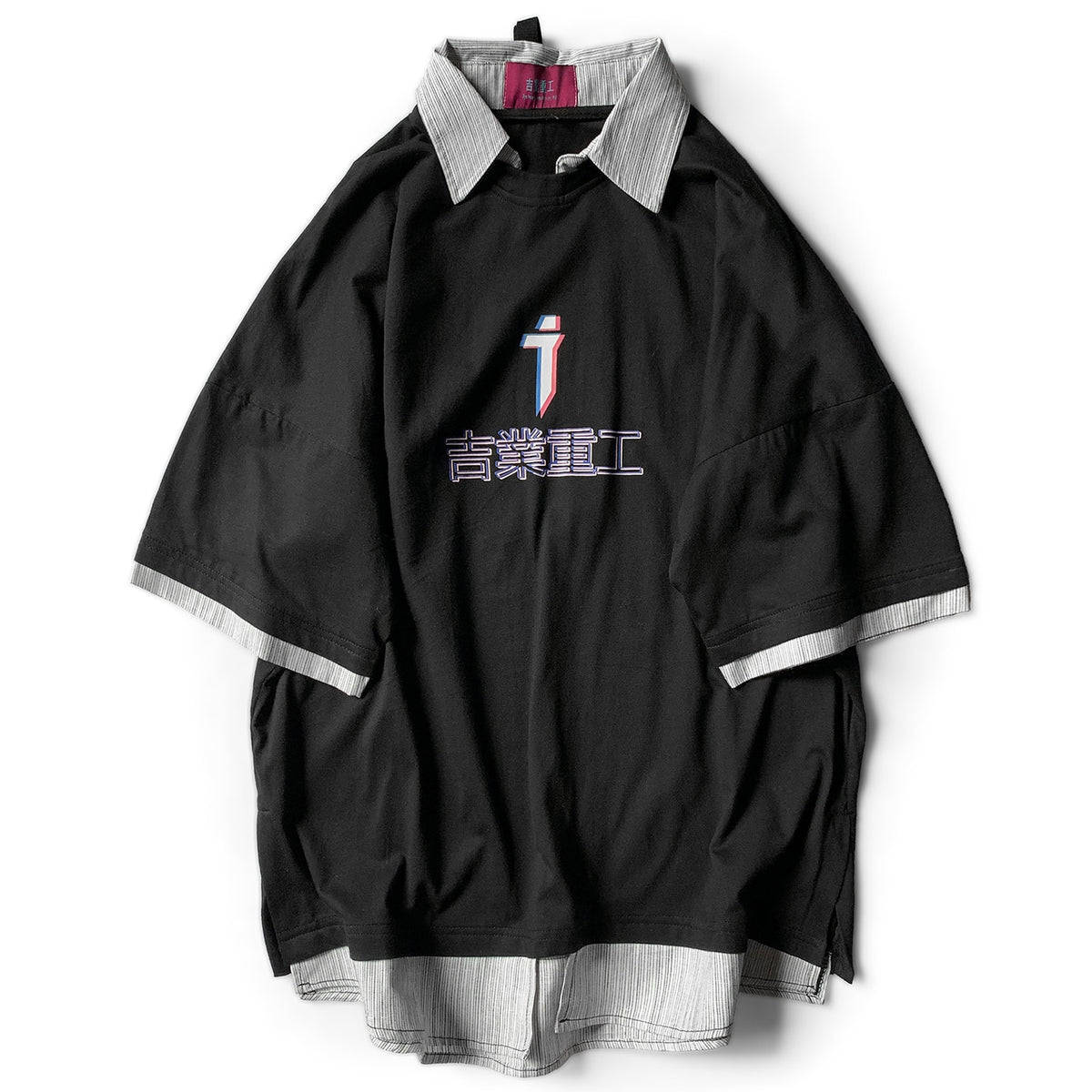 Letter Print Fake Two T Shirt Men Hip Hop Summer Casual Loose Short Sleeve Patchwork Techwear Tshirt Topsni | Vimost Shop.