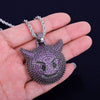 Purple Color Demon Evil Expression Necklace & Pendant With Tennis Chain Bling Zircon Fashion Hip hop Rock Street Jewelry | Vimost Shop.