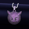 Purple Color Demon Evil Expression Necklace & Pendant With Tennis Chain Bling Zircon Fashion Hip hop Rock Street Jewelry | Vimost Shop.