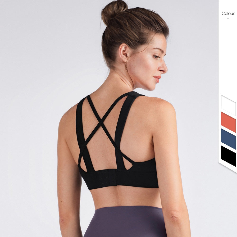 Nude Yoga Sports Underwear Female Flower Bud Chest Seamless Buckle Running Shock-Resistant Sports Brassiere | Vimost Shop.