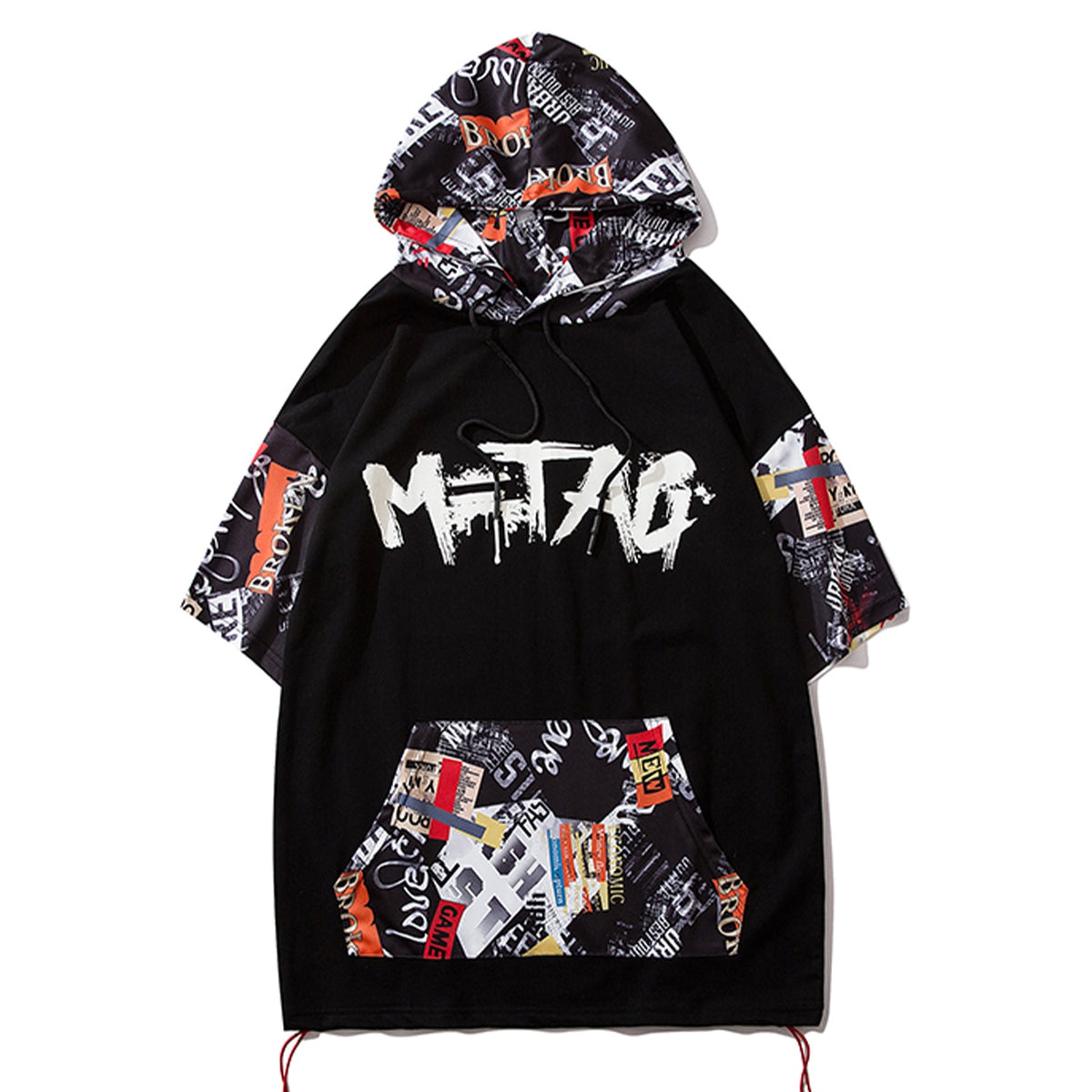 Hip Hop Dark Cat Print Men T Shirt Harajuku Streetwear Hooded Tops Tees Casual Cotton Short Sleeve | Vimost Shop.