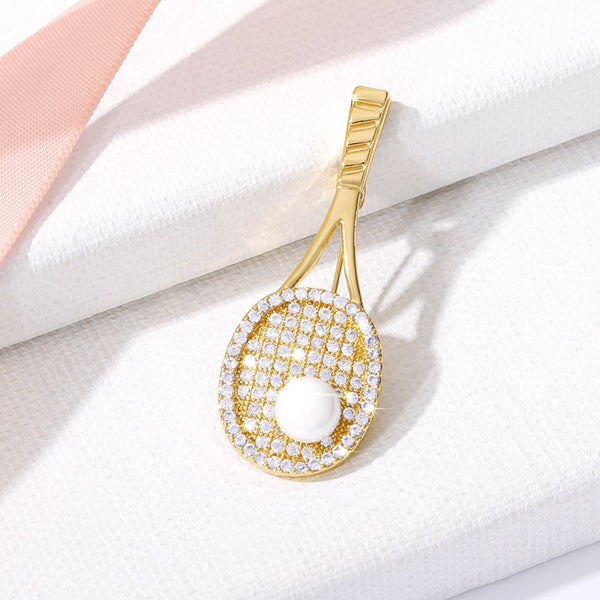 Hijab Pins Sport Brooch Zircon Tennis racket Brooch With Big Pearl brooches Sport Epingle Hijab Pin Jewelry Gifts For Women | Vimost Shop.