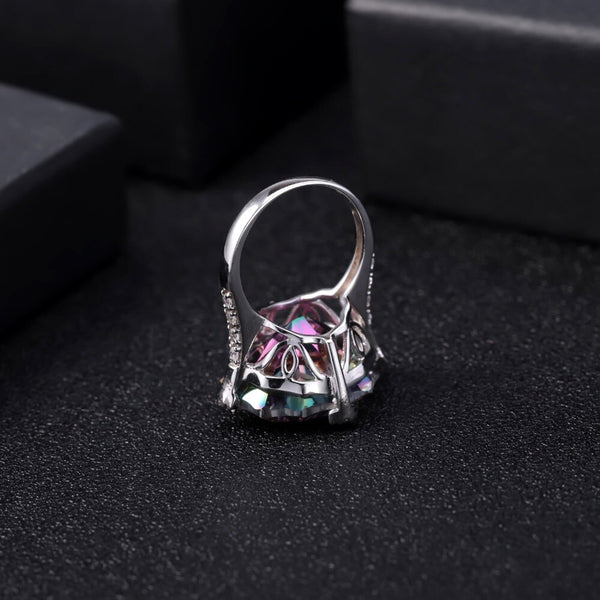 Natural Rainbow Mystic Quartz Cocktail Ring 925 Sterling Silver Irregular Gemstone Rings Fine Jewelry for Women | Vimost Shop.