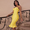 Women Lemon Yellow Fluted Bustier Mermaid Bandage Dress  Sexy Club Party Dresss | Vimost Shop.
