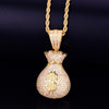 Men's Dollar bag Pendant Necklace Tennis Chain Cuban chain Gold Color Bling Cubic Zircon Hip hop Rock Jewelry | Vimost Shop.