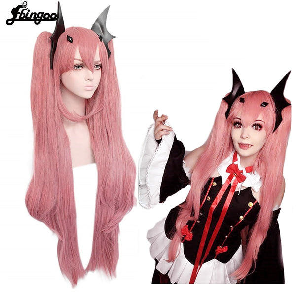 Krul Tepes Wig Pink Synthetic Cosplay Wig Double Ponytail Natural Long Straight Wig for Women Costume Party | Vimost Shop.