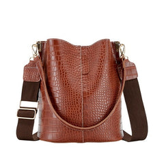 Fashion Pu Leather Big Bag Women's New Crocodile Shoulder Bucket Bag Large Capacity Travel Broadband Ladies Party Messenger Bag | Vimost Shop.