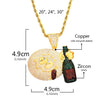 Gold Color Face With Wine bottle Pendant Necklace Gold Color Cubic Zircon Men's Hip hop Rock Jewelry Free 24" Chain | Vimost Shop.