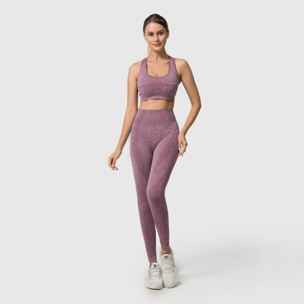 Women Vital Seamless Long Sleeve Yoga Set Fitness Indoor&Outdoor Sports Suits Gym Clothing Crop Top High Waist Running Leggings