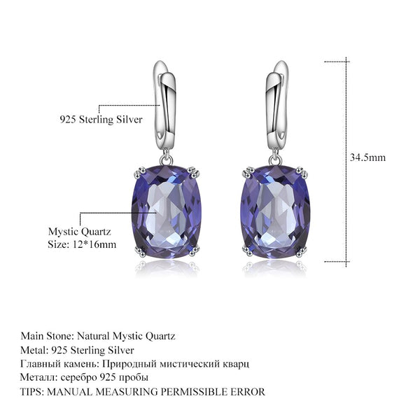 Luxury 925 Sterling Silver Drop Earrings Natural Iolite Blue Mystic Quartz for Women Elegant Earrings Fine Jewelry | Vimost Shop.