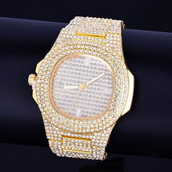 Men's watch Big Dial Military Quartz Clock Luxury Rhinestone Business Waterproof wrist watches Relogio Masculino Hiphop 24cm | Vimost Shop.