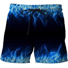 Yellow flame Printed Summer Beach Shorts Men Casual Board Shorts Plage Quick Dry Shorts Swimwear DropShip