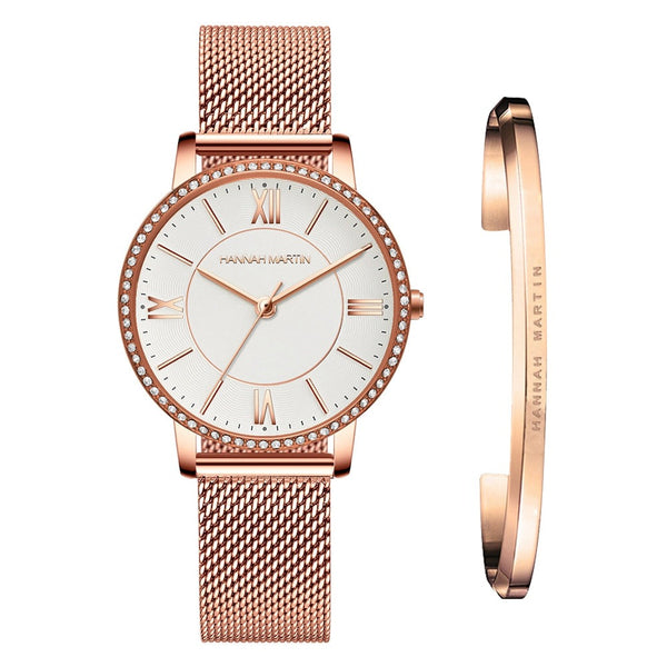 1 Set Watch & Bracelet Women  Japan Quartz Rhinestone Wristwatches Top Brand Luxury Fashion Casual Ladies Watches