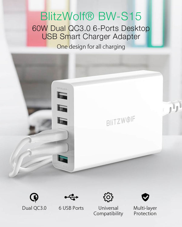 60W Dual QC3.0 6 Port USB PD Phone Charger for iphone for huawei Mobile Phone Chargers Accessories USB Fast Charging | Vimost Shop.
