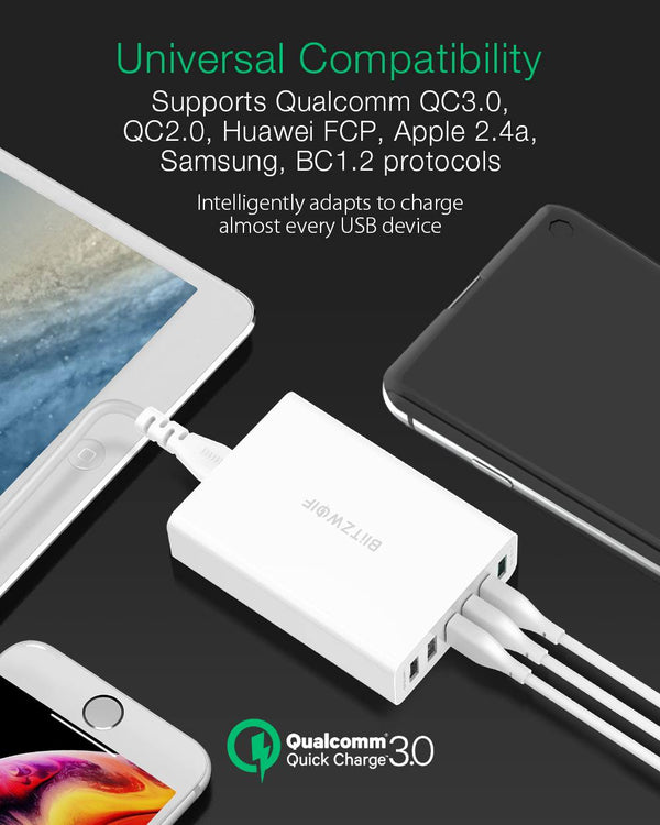 60W Dual QC3.0 6 Port USB PD Phone Charger for iphone for huawei Mobile Phone Chargers Accessories USB Fast Charging | Vimost Shop.