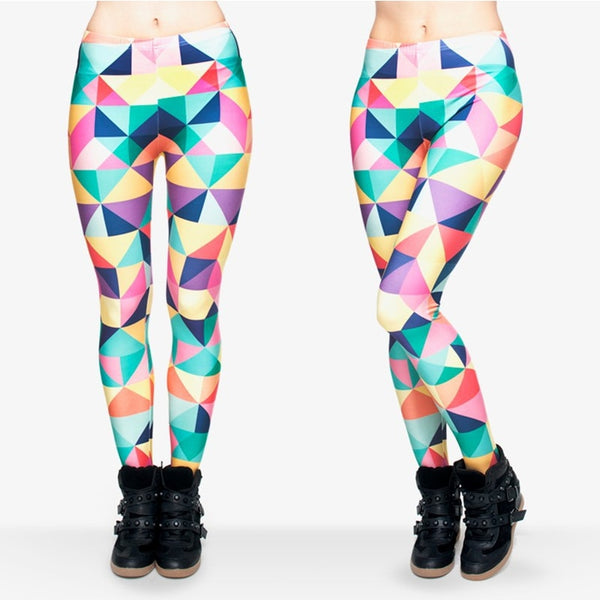 Fashion Triangles Color Printing Legins Womens Legging Stretchy Trousers Casual Pants Leggings Free shipping | Vimost Shop.