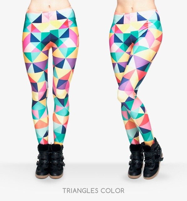 Fashion Triangles Color Printing Legins Womens Legging Stretchy Trousers Casual Pants Leggings Free shipping | Vimost Shop.