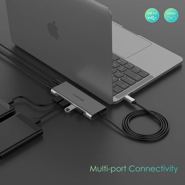 Lention long Cable USB C Multiport Hub with 4K HDMI, 4 USB 3.0, Type C Charging Adapter for MacBook Pro 13/15 (Thunderbolt 3 ) | Vimost Shop.