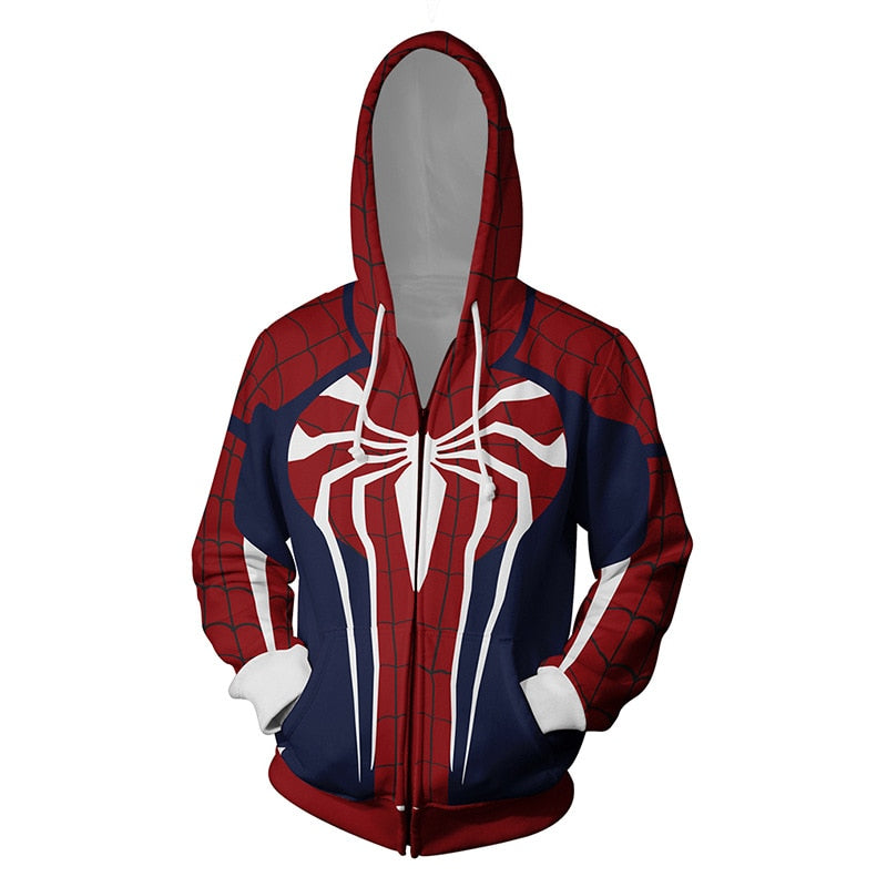 Superhero Iron Man Spiderman Clothes Mens Hoodies Zipper Sweatshirt 3D Peter Parker Miles Morales Hoodie Jackets Casual Coats | Vimost Shop.