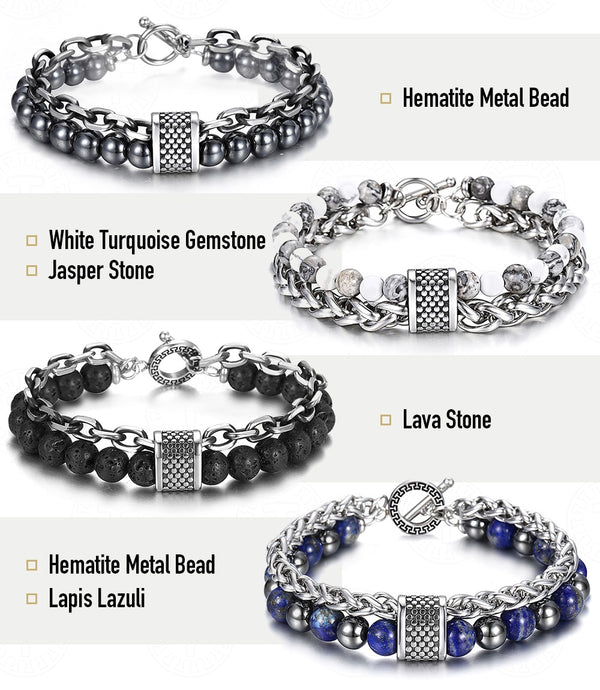 Natural Tiger Eye Stone Bracelet Men Stainless Steel Beaded Bracelets Male Jewelry Lava Map Stone Drop Shipping D | Vimost Shop.
