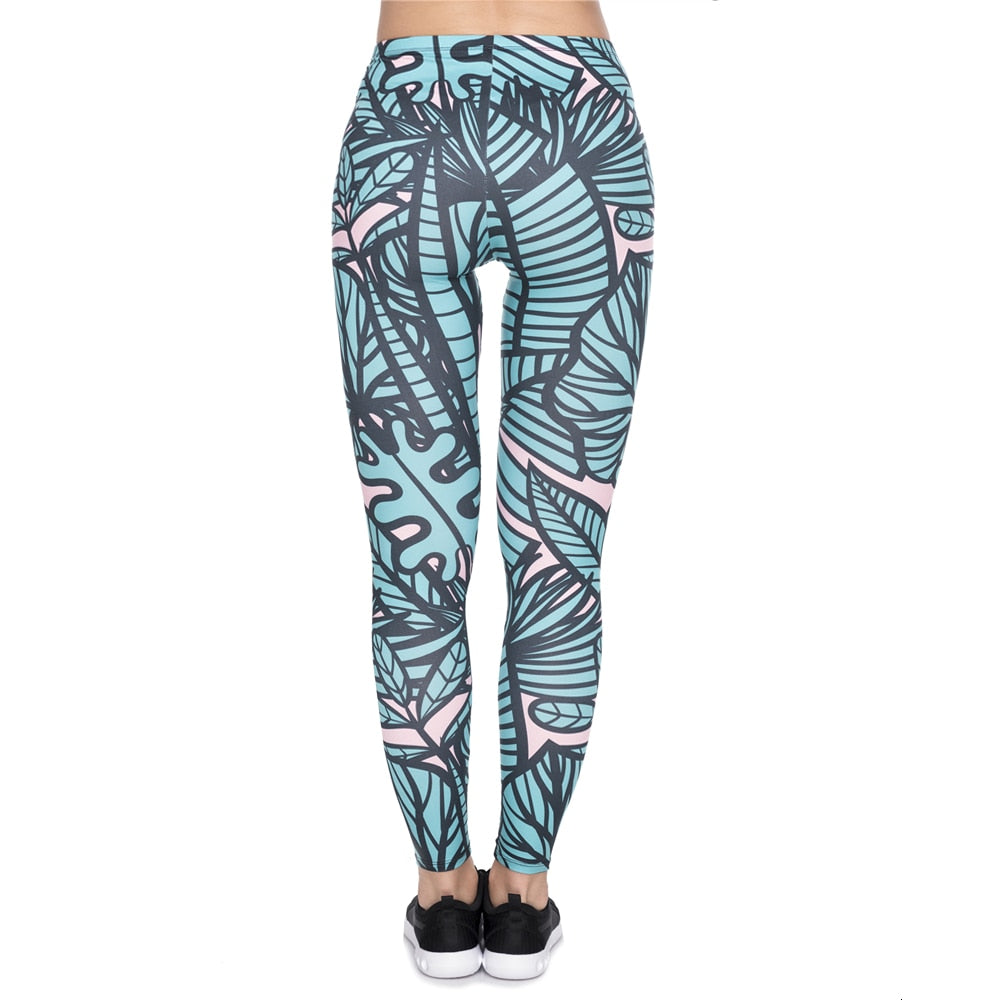 Leggins mujer Green Tropical Leaves Printing legging feminina leggins fitness Woman Pants workout leggings | Vimost Shop.