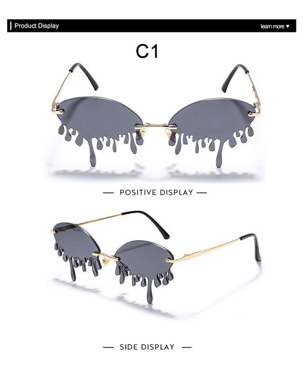 Fashion Rimless Sunglasses Women New Vintage Unique Tears Shape Steampunk Sunglasses Female Gafas Shades UV400 Oculos Feminino | Vimost Shop.