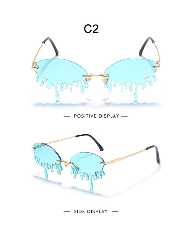 Fashion Rimless Sunglasses Women New Vintage Unique Tears Shape Steampunk Sunglasses Female Gafas Shades UV400 Oculos Feminino | Vimost Shop.