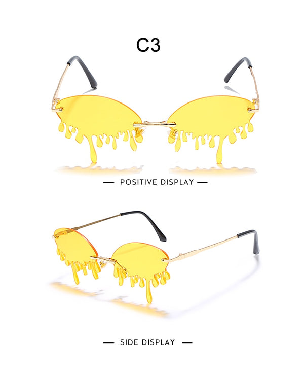 Fashion Rimless Sunglasses Women New Vintage Unique Tears Shape Steampunk Sunglasses Female Gafas Shades UV400 Oculos Feminino | Vimost Shop.