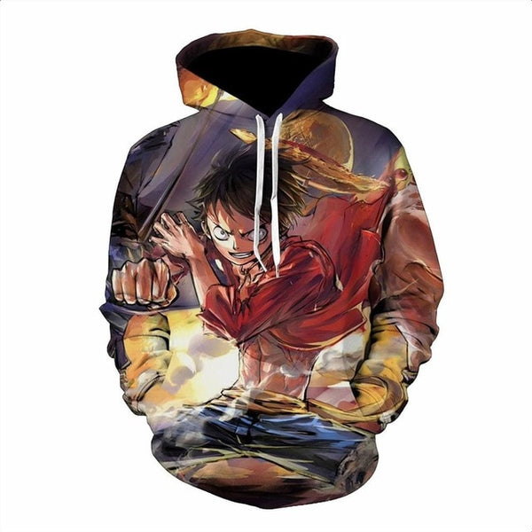 Anime One Piece Hoodies 3D Print Pullover Sweatshirt Monkey D Luffy Ace Sabo Shanks Law Battle Tracksuit Outfit Casual Outerwear | Vimost Shop.