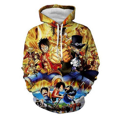 Anime One Piece Hoodies 3D Print Pullover Sweatshirt Monkey D Luffy Ace Sabo Shanks Law Battle Tracksuit Outfit Casual Outerwear