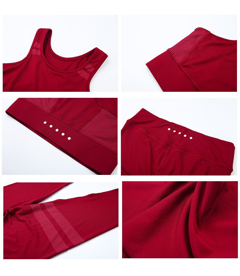 High Waist 2 Piece Fitness Set Women New Seamless Leggings Push Up Yoga Suit Woman Gym Running Sportswear For Ladies | Vimost Shop.