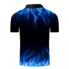 Polo shirt men Business Casual male polo shirt Short Sleeve Blue flame 3D print tops polo homme polo shirt | Vimost Shop.