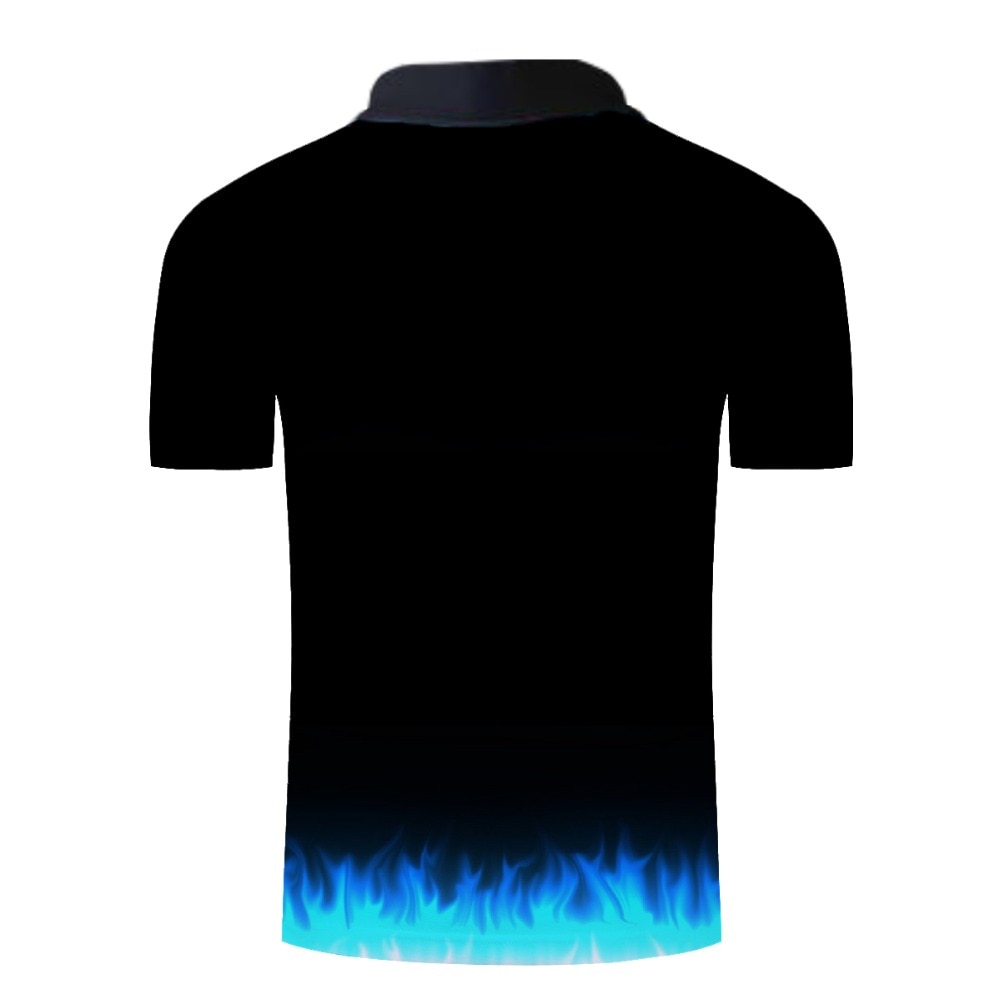 Polo shirt men Business Casual male polo shirt Short Sleeve Blue flame 3D print tops polo homme polo shirt | Vimost Shop.