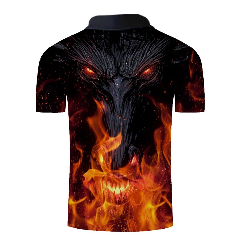 Polo shirt men Business Casual male polo shirt Short Sleeve Blue flame 3D print tops polo homme polo shirt | Vimost Shop.