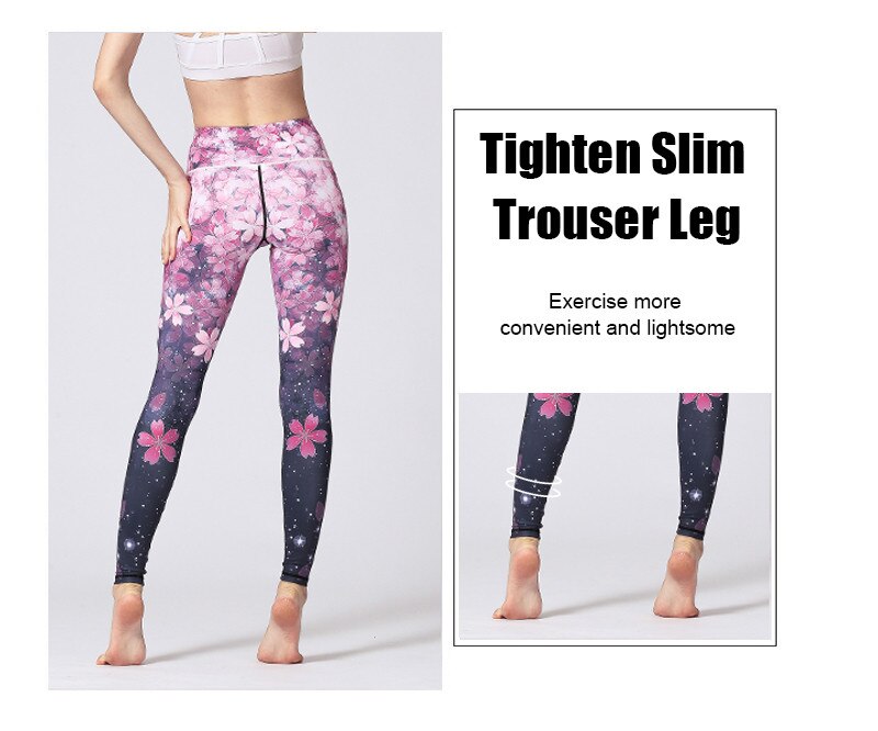 Women Fitness Yoga Pants Slim High waist Sport Leggings Gym Elastic Romantic Printed Long Tights for Running Tummy Control | Vimost Shop.