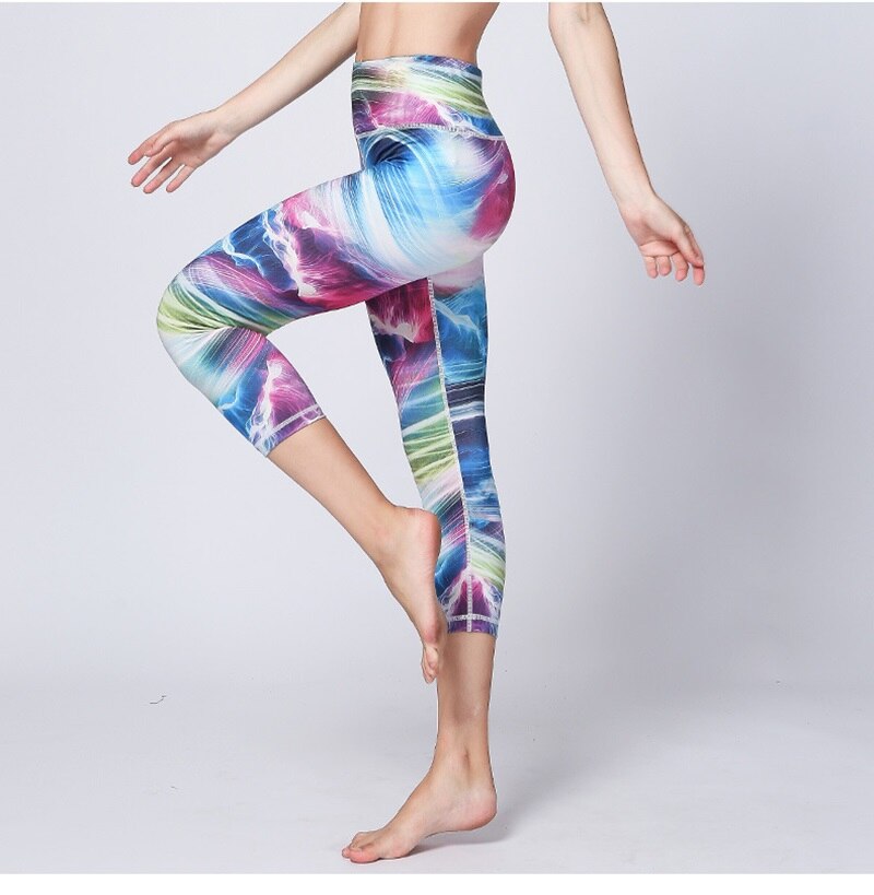 Women Fitness Yoga Pants Slim High waist Sport Leggings Gym Elastic Romantic Printed Long Tights for Running Tummy Control | Vimost Shop.