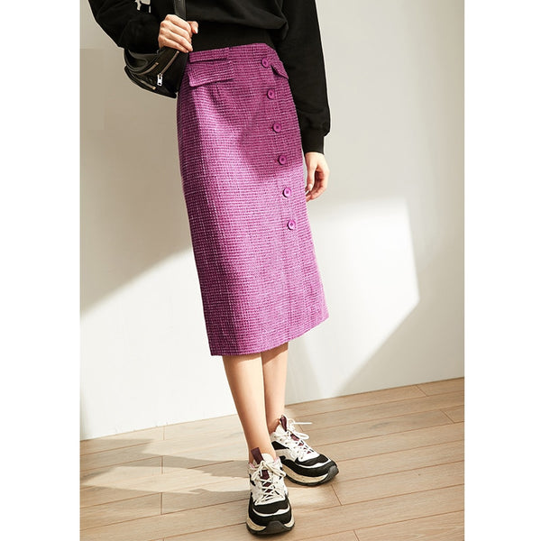Spring French A-word Half Skirt  Women High Waist Plaid Knee-Length Skirt | Vimost Shop.