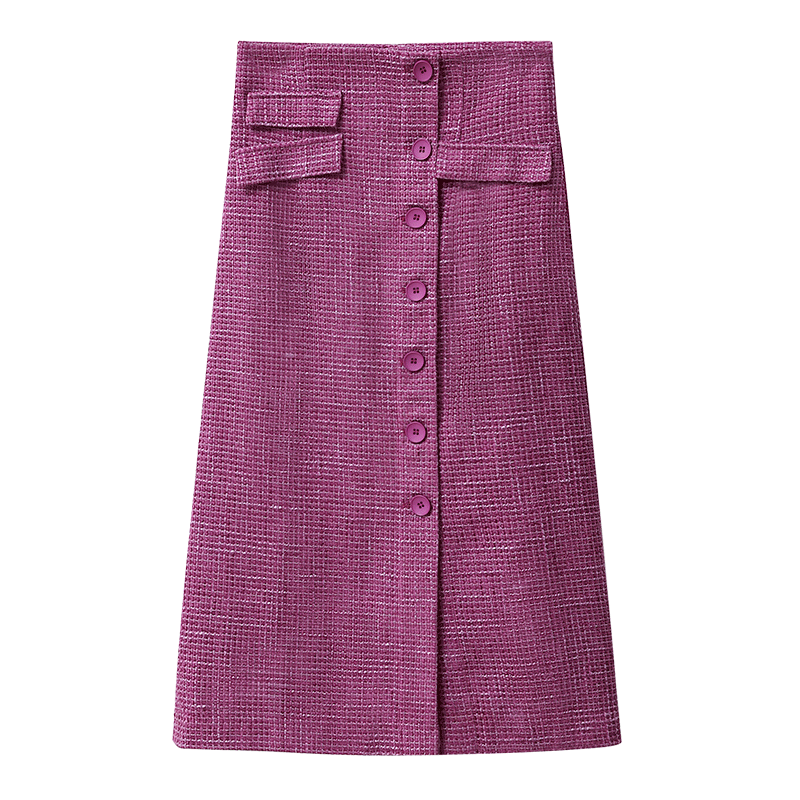 Spring French A-word Half Skirt  Women High Waist Plaid Knee-Length Skirt | Vimost Shop.