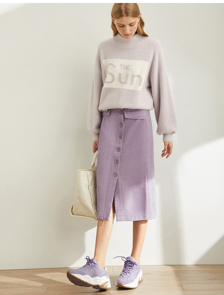 Spring French A-word Half Skirt  Women High Waist Plaid Knee-Length Skirt | Vimost Shop.