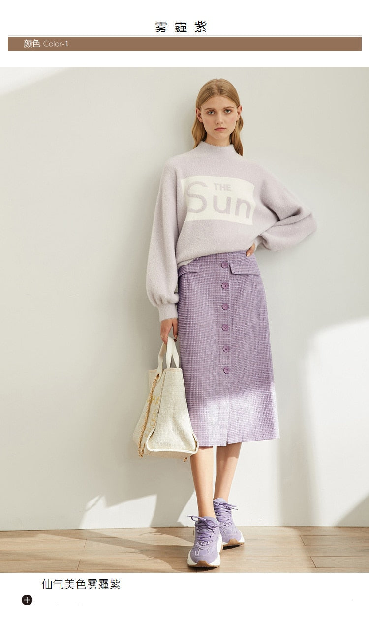 Spring French A-word Half Skirt  Women High Waist Plaid Knee-Length Skirt | Vimost Shop.