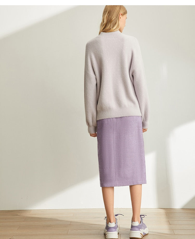 Spring French A-word Half Skirt  Women High Waist Plaid Knee-Length Skirt | Vimost Shop.