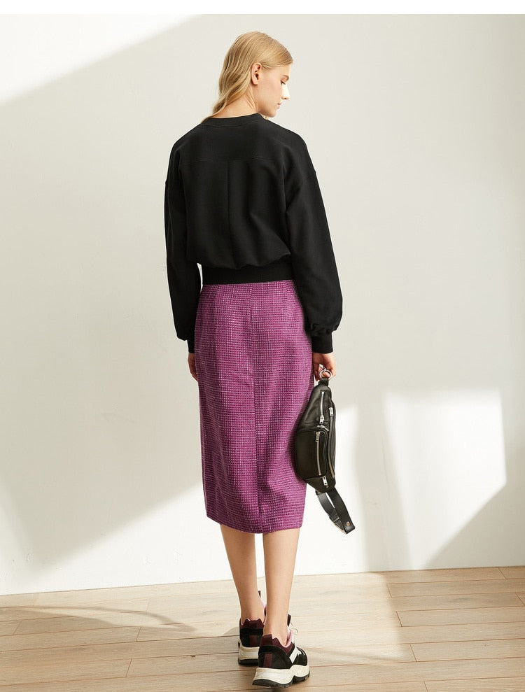 Spring French A-word Half Skirt  Women High Waist Plaid Knee-Length Skirt | Vimost Shop.