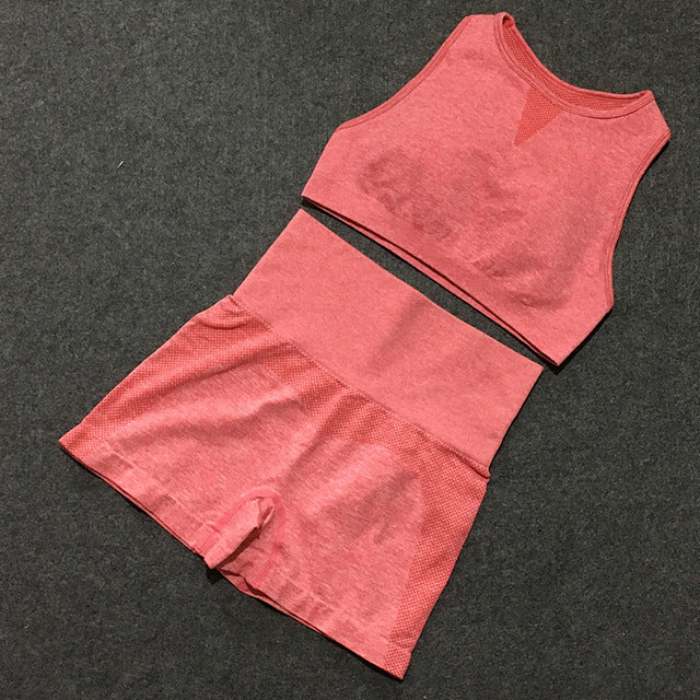 2pcs yoga sets woman sportswear stretch gym shorts | Vimost Shop.
