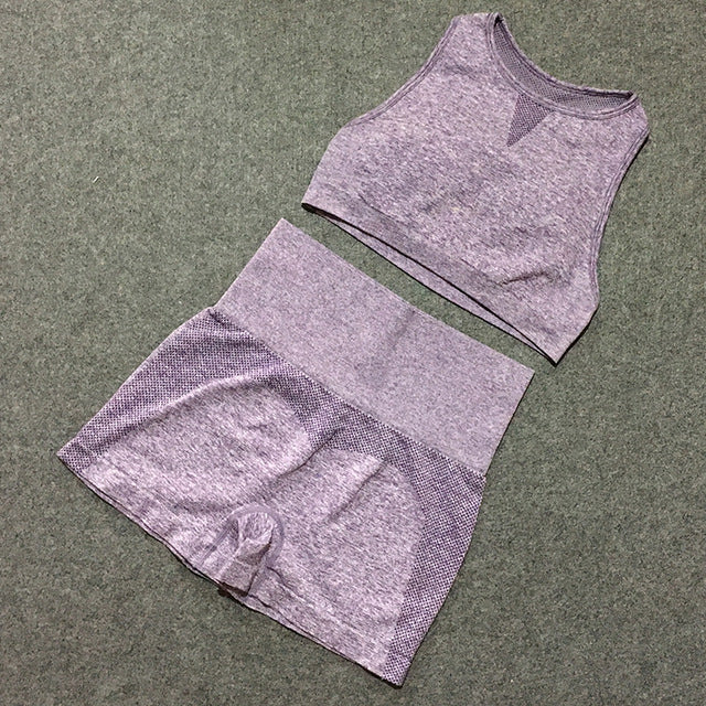 2pcs yoga sets woman sportswear stretch gym shorts | Vimost Shop.