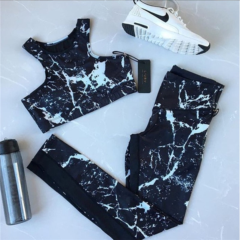 Sport Suit 3D Print Fitness Suit Leggings Breathable Yoga Set Sexy Running Workout Sportswear Tracksuit For Women Gym Clothing | Vimost Shop.