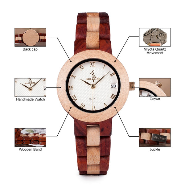 Wood Watch Female Women M19 Rose Sandal Minimal Dress Quartz Wristwatch Top Brand Luxury | Vimost Shop.