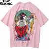 Men Hip Hop T-Shirts Harajuku Streetwear Japanese Geisha Tshirt Short Sleeve | Vimost Shop.