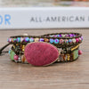 Leather Wrap Bracelet Exclusive 3 Strands Natural Stone Multi Color Bohemian Beads Crystal Weaving bracelet wrap Bracelet Gifts | Vimost Shop.