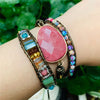 Leather Wrap Bracelet Exclusive 3 Strands Natural Stone Multi Color Bohemian Beads Crystal Weaving bracelet wrap Bracelet Gifts | Vimost Shop.