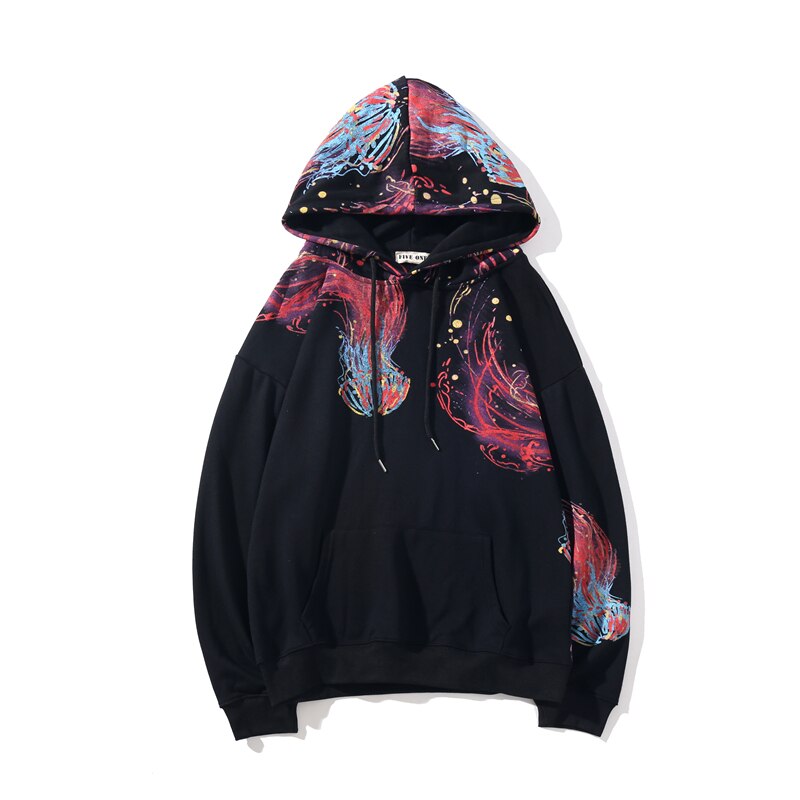 Harajuku Men Hip Hop Spring and autumn Color jellyfish print Cotton Hoodie Streetwear Casual Hooded Pullover Sweatshirt Couples | Vimost Shop.